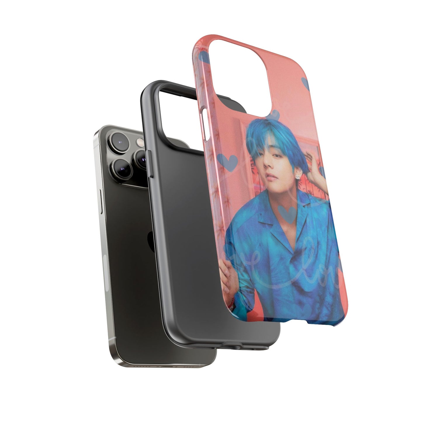 Taehyung Phone Case — Pink Heart/Love Kpop Design