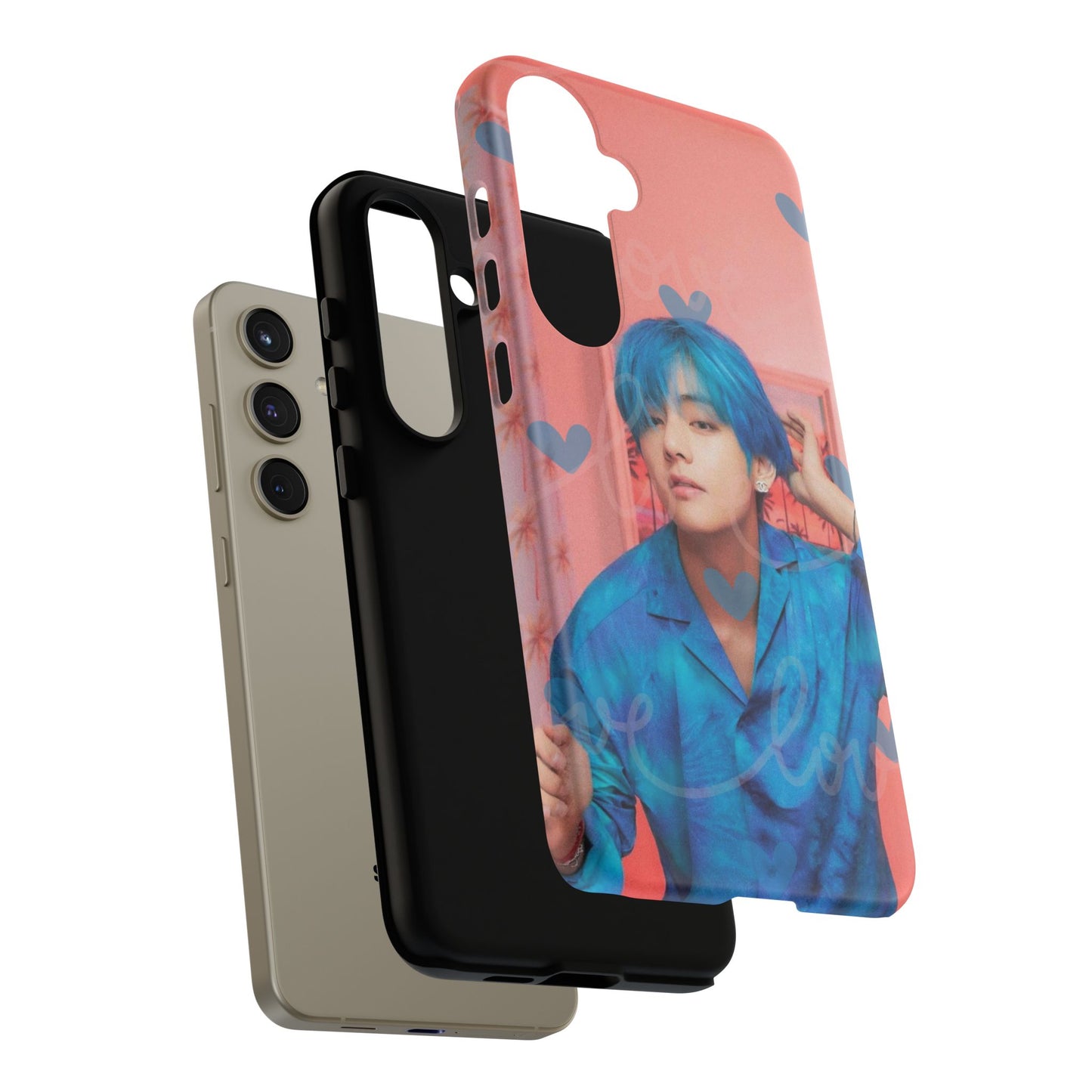 Taehyung Phone Case — Pink Heart/Love Kpop Design