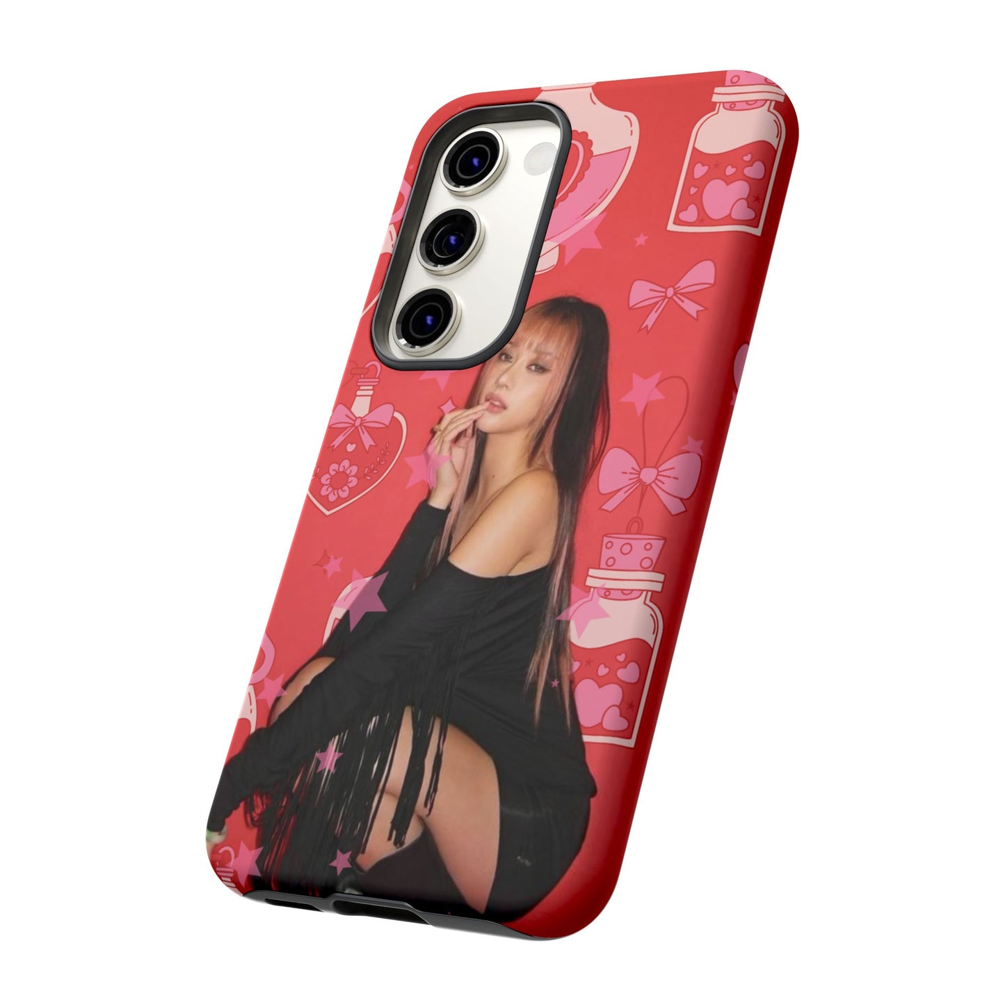 Megan Phone Case — Pink Heart & Perfume Pattern