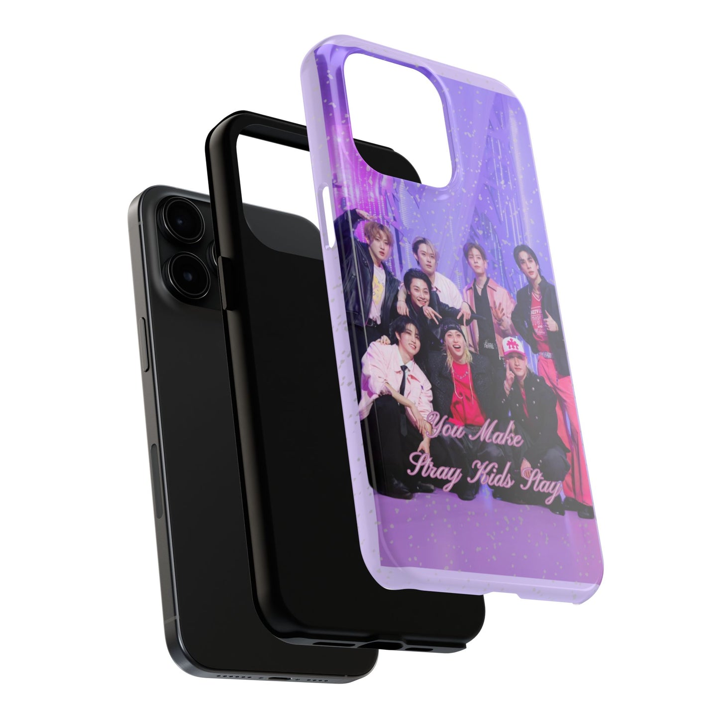 Stray Kids Photo Tough Phone Case — "You Make Stray Kids Stay" Purple K‑Pop Protective Cover