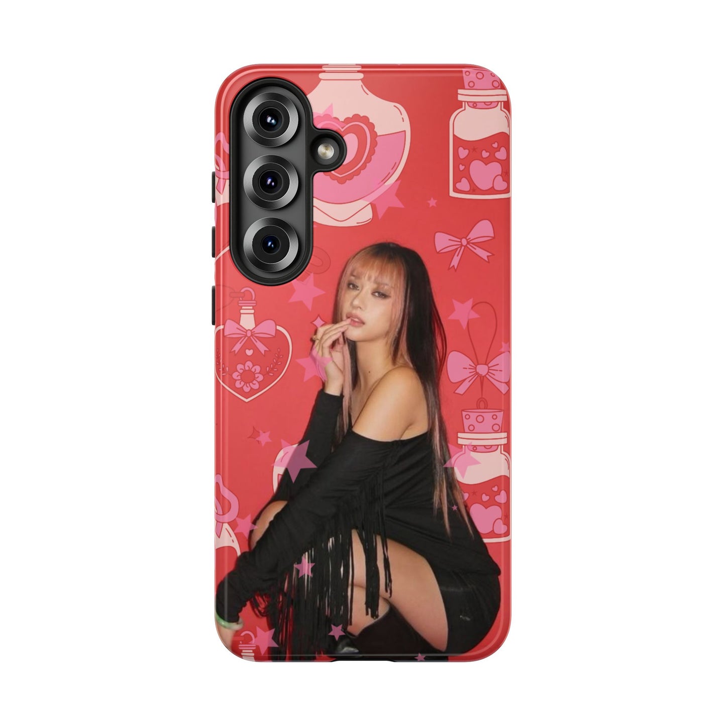 Megan Phone Case — Pink Heart & Perfume Pattern