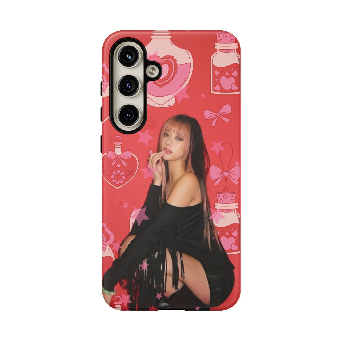Megan Phone Case — Pink Heart & Perfume Pattern