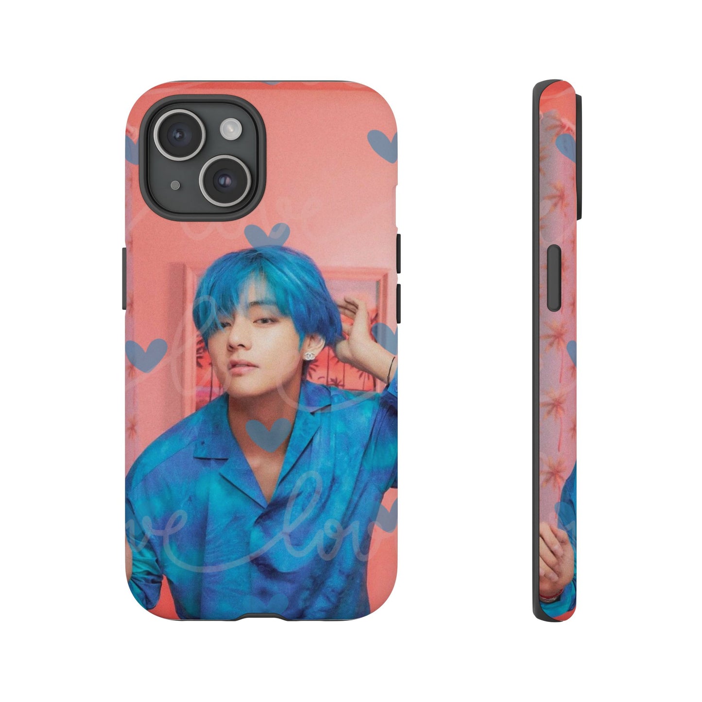 Taehyung Phone Case — Pink Heart/Love Kpop Design