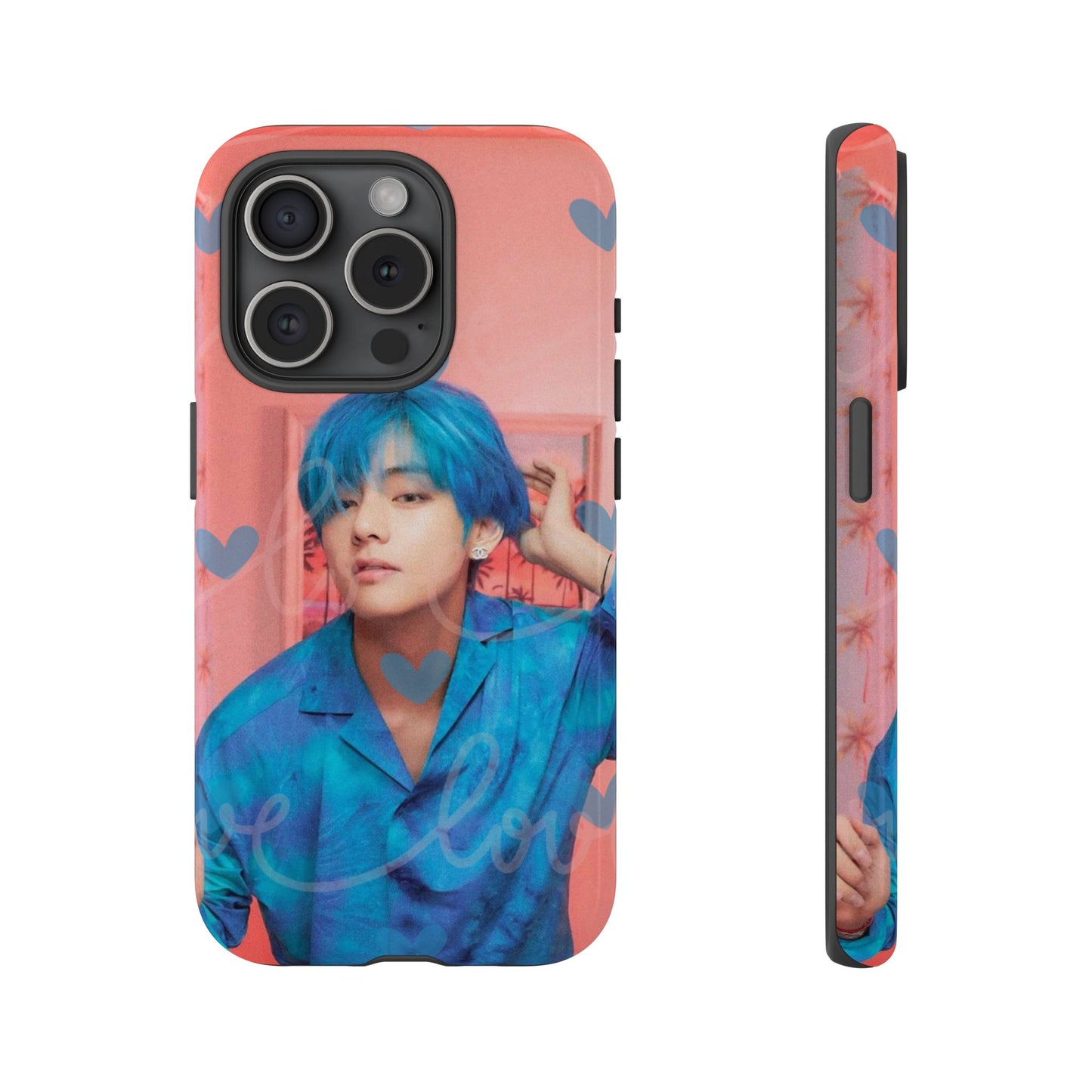 Taehyung Phone Case — Pink Heart/Love Kpop Design
