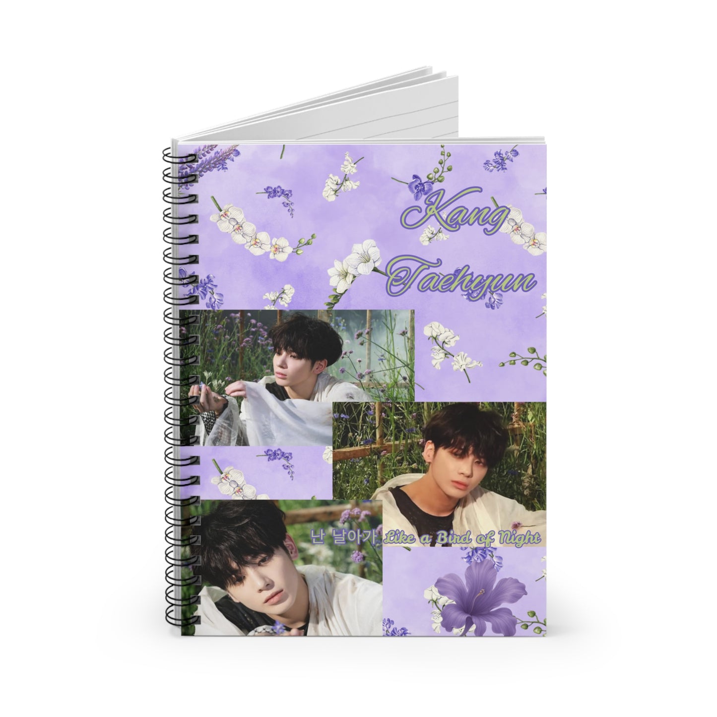 Kang Taehyun Spiral Notebook - Ruled Lines with Floral Design