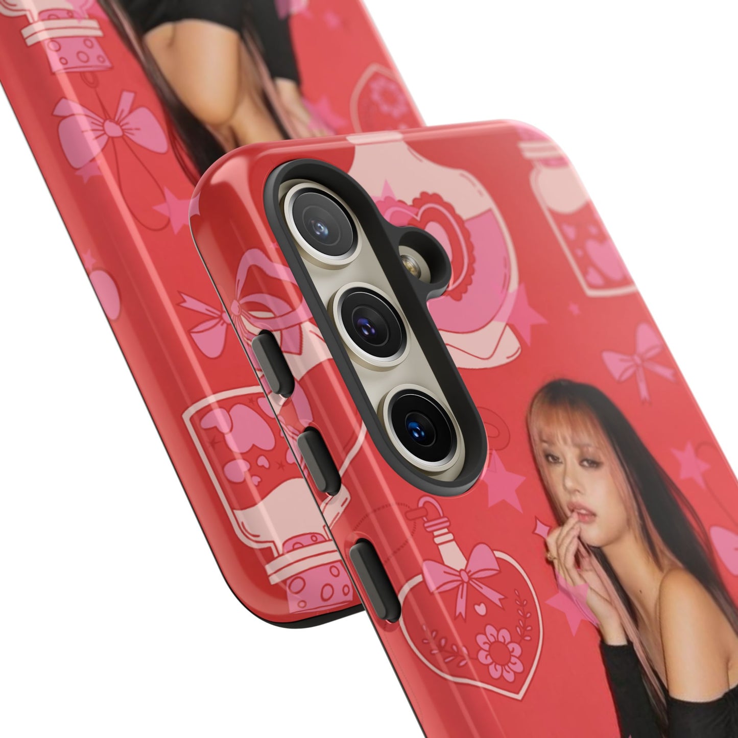 Megan Phone Case — Pink Heart & Perfume Pattern