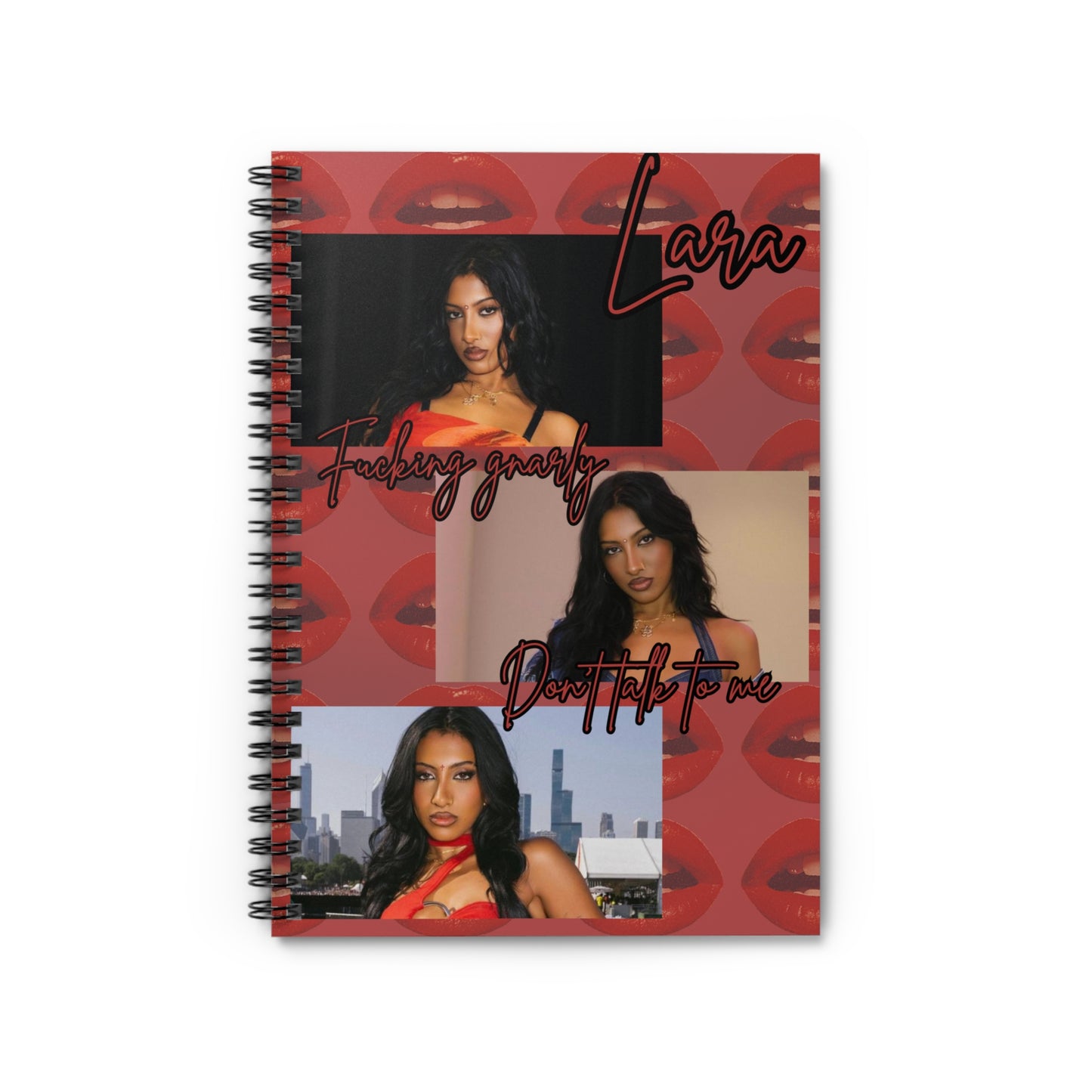 Lara Spiral Notebook — Lip-Print Collage Ruled Journal