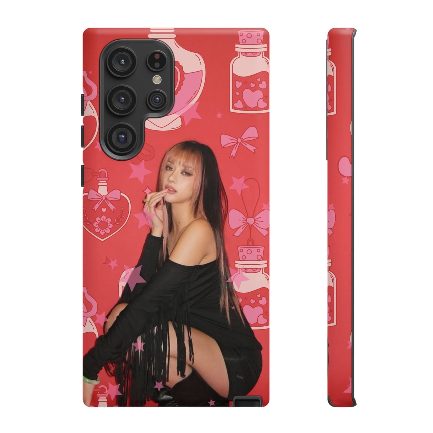 Megan Phone Case — Pink Heart & Perfume Pattern
