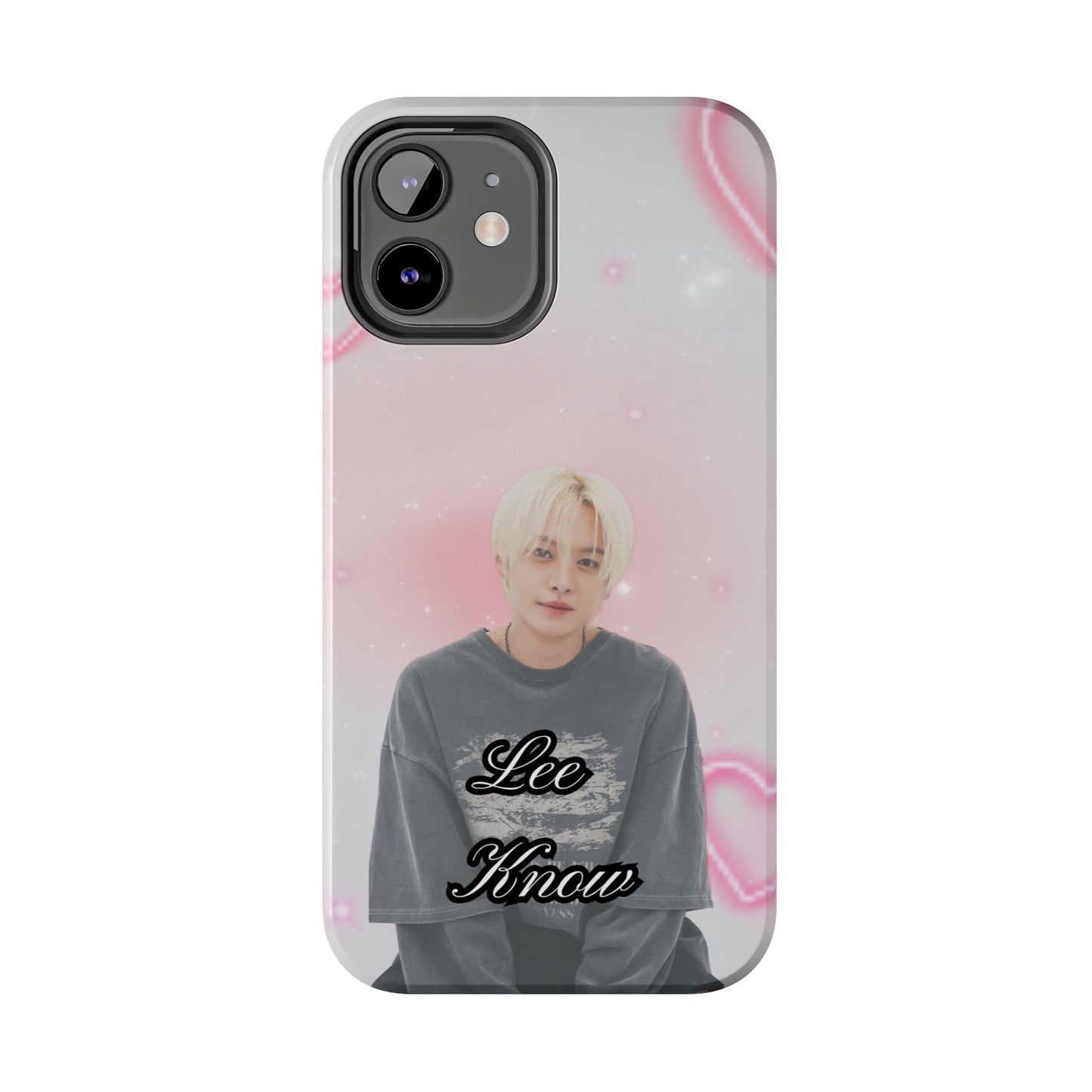 Lee Know Tough Phone Case — Pink Heart Photo Design