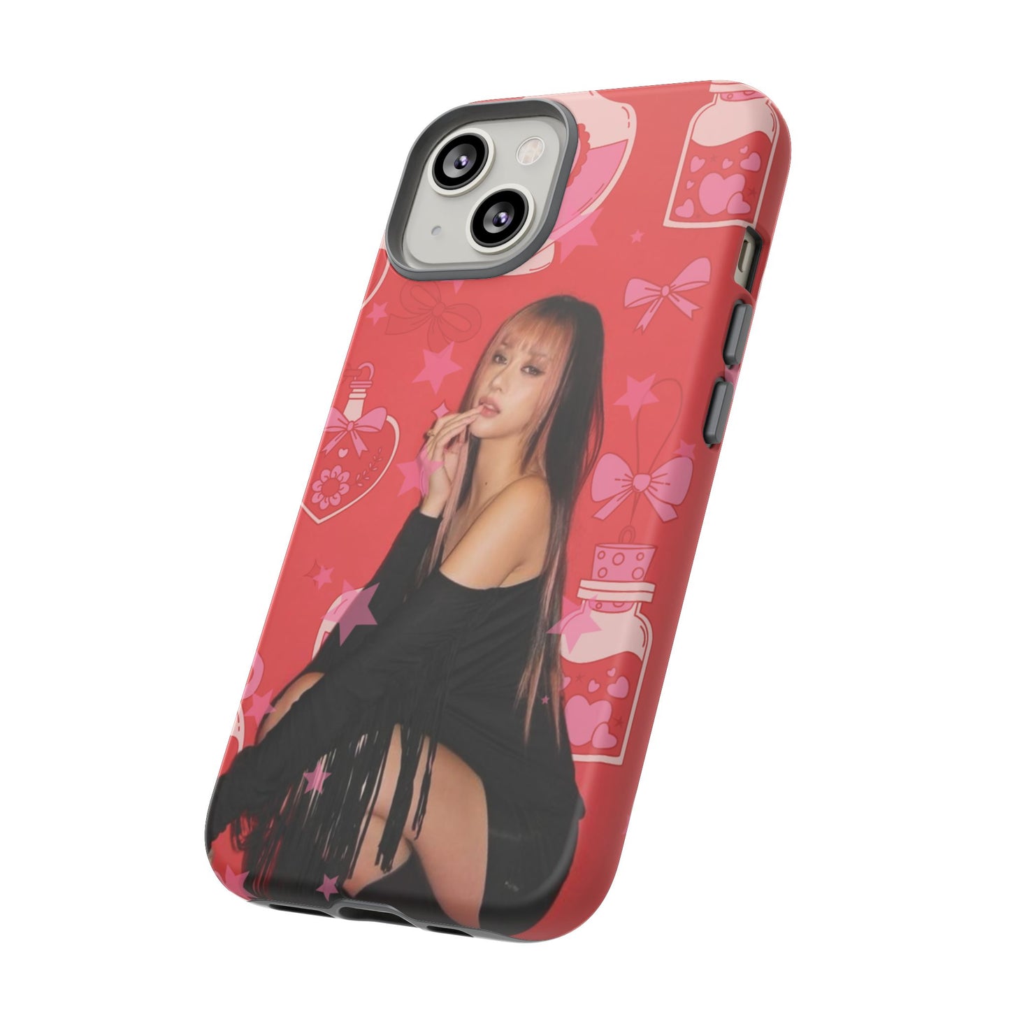 Megan Phone Case — Pink Heart & Perfume Pattern