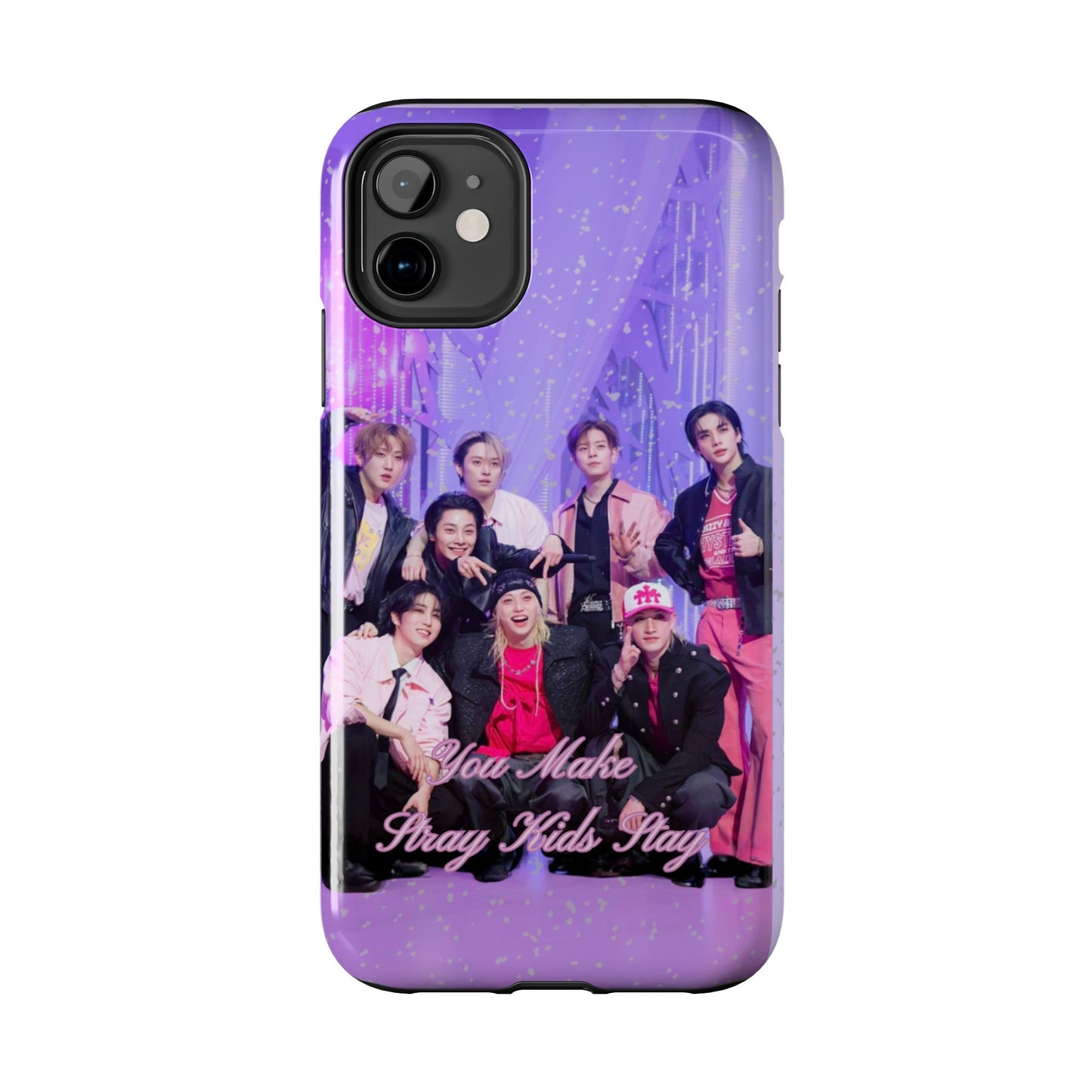 Stray Kids Photo Tough Phone Case — "You Make Stray Kids Stay" Purple K‑Pop Protective Cover