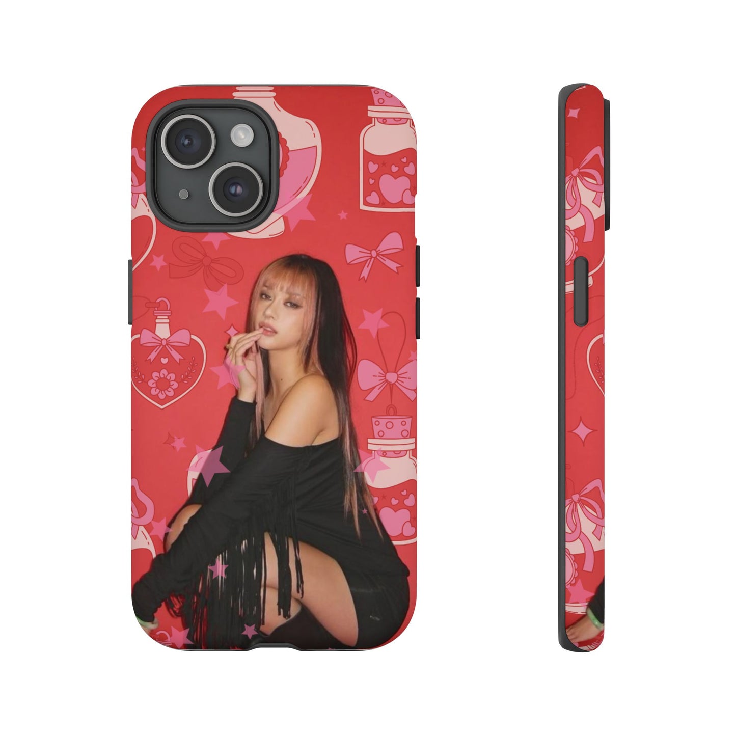 Megan Phone Case — Pink Heart & Perfume Pattern