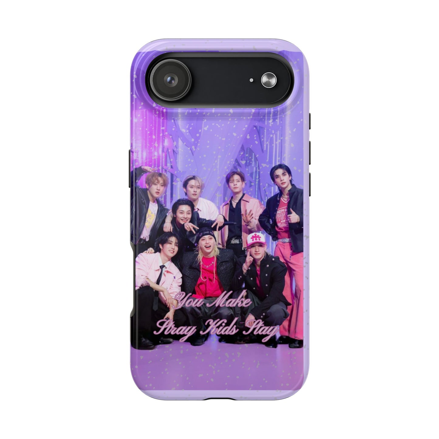 Stray Kids Photo Tough Phone Case — "You Make Stray Kids Stay" Purple K‑Pop Protective Cover