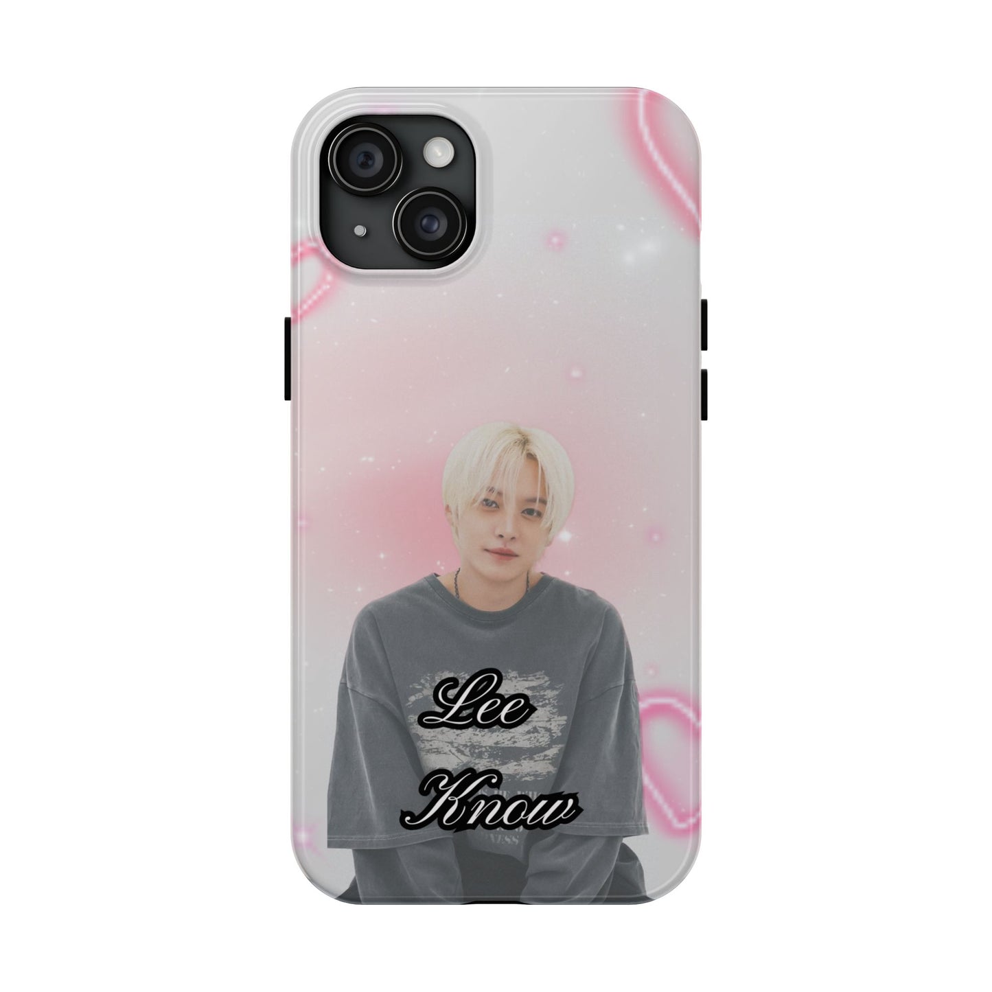 Lee Know Tough Phone Case — Pink Heart Photo Design