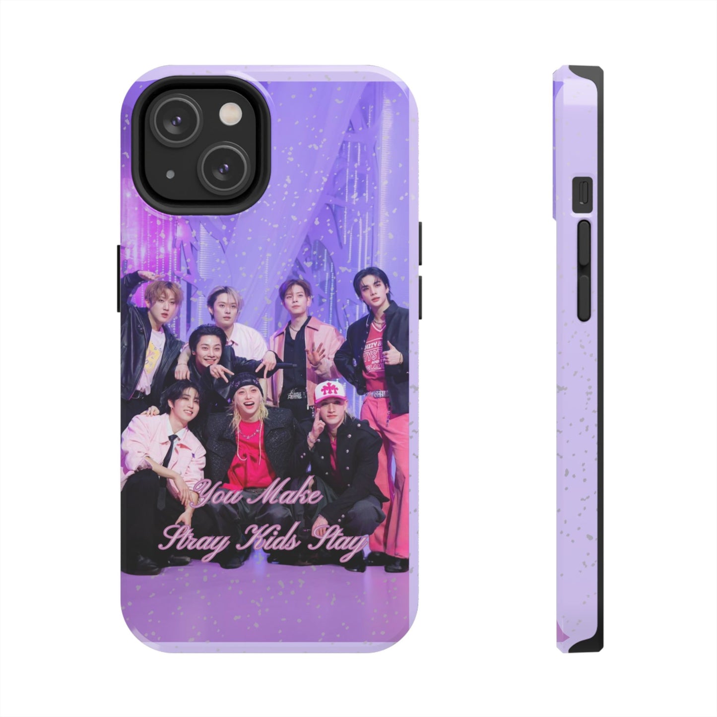 Stray Kids Photo Tough Phone Case — "You Make Stray Kids Stay" Purple K‑Pop Protective Cover