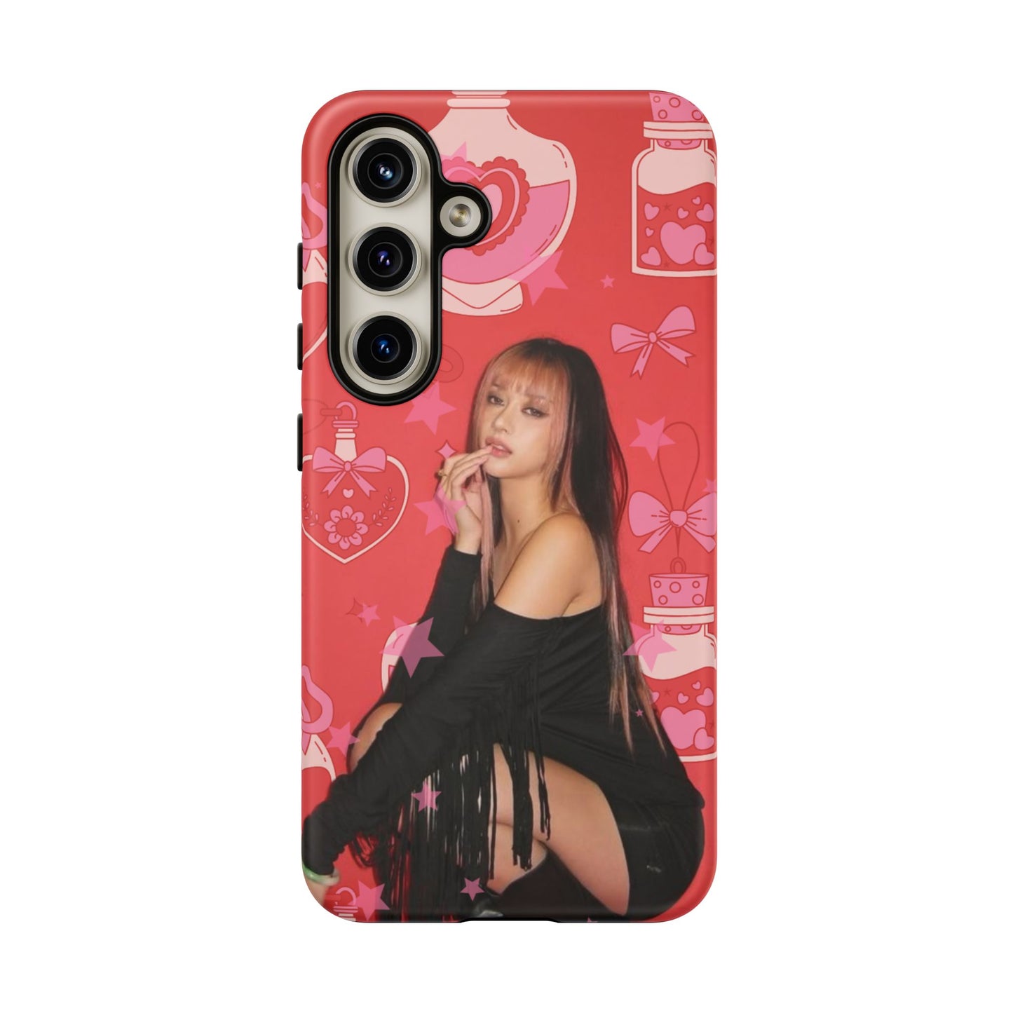 Megan Phone Case — Pink Heart & Perfume Pattern