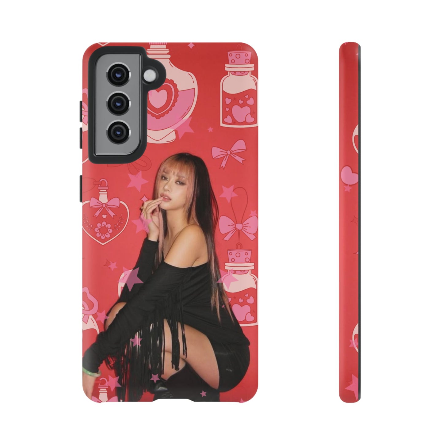 Megan Phone Case — Pink Heart & Perfume Pattern