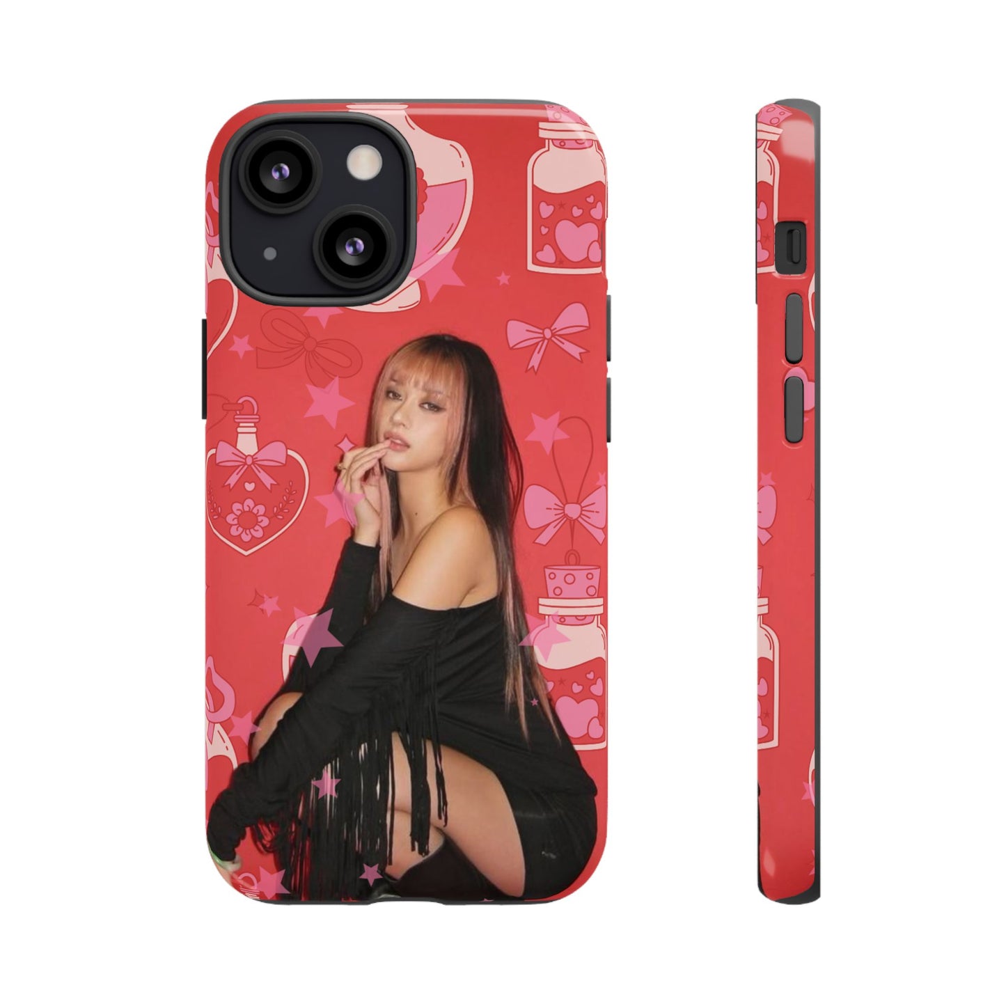 Megan Phone Case — Pink Heart & Perfume Pattern