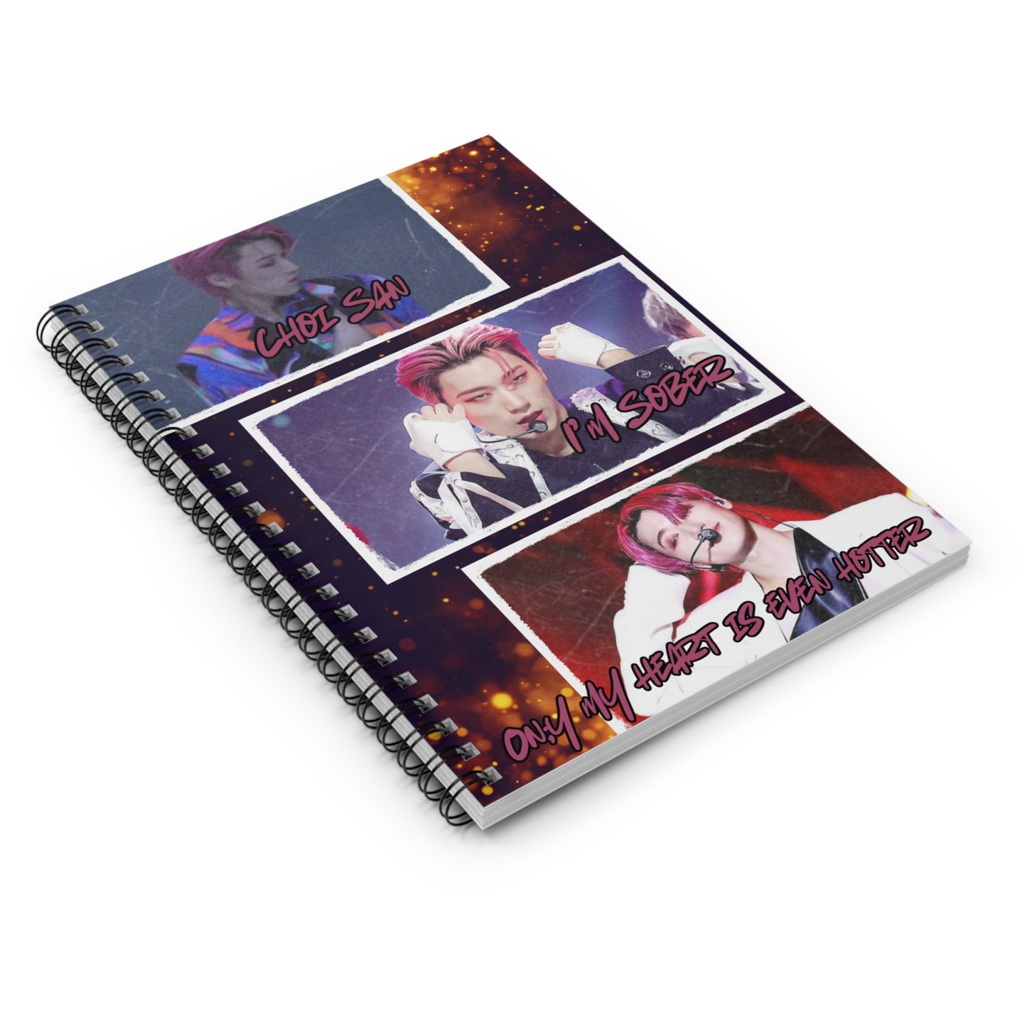 Choi San Spiral Notebook — "I'm Sober" Photo Collage Ruled Journal