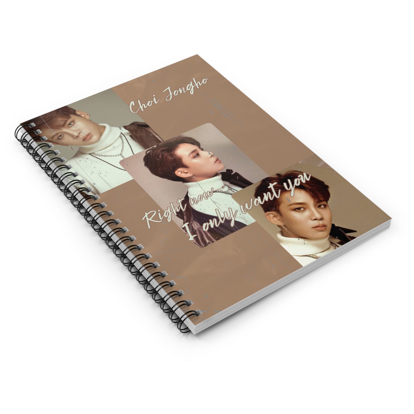 Choi Jongho Spiral Notebook — Vintage Brown Photo Collage Ruled Journal