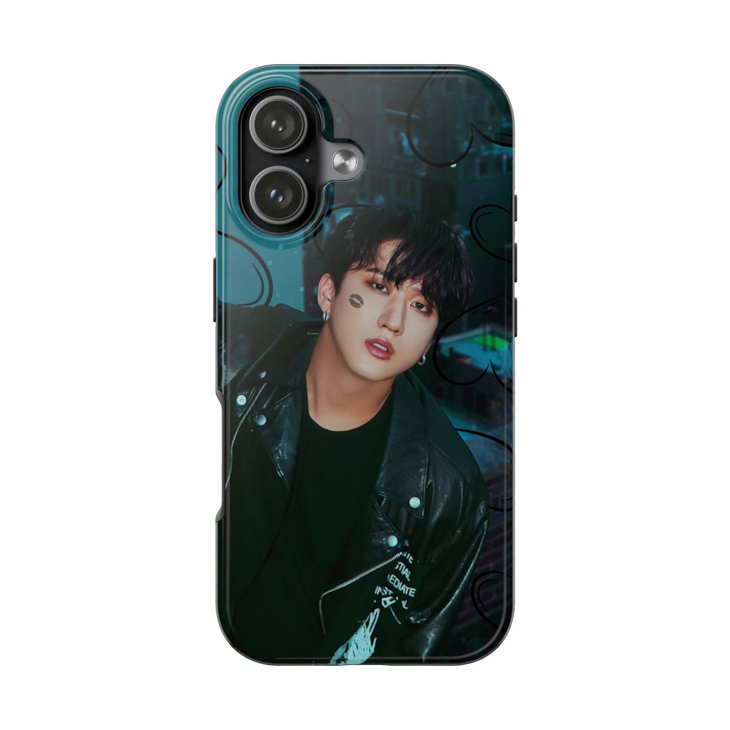 Seo Changbin Tough Phone Case — Moody Teal Portrait Design