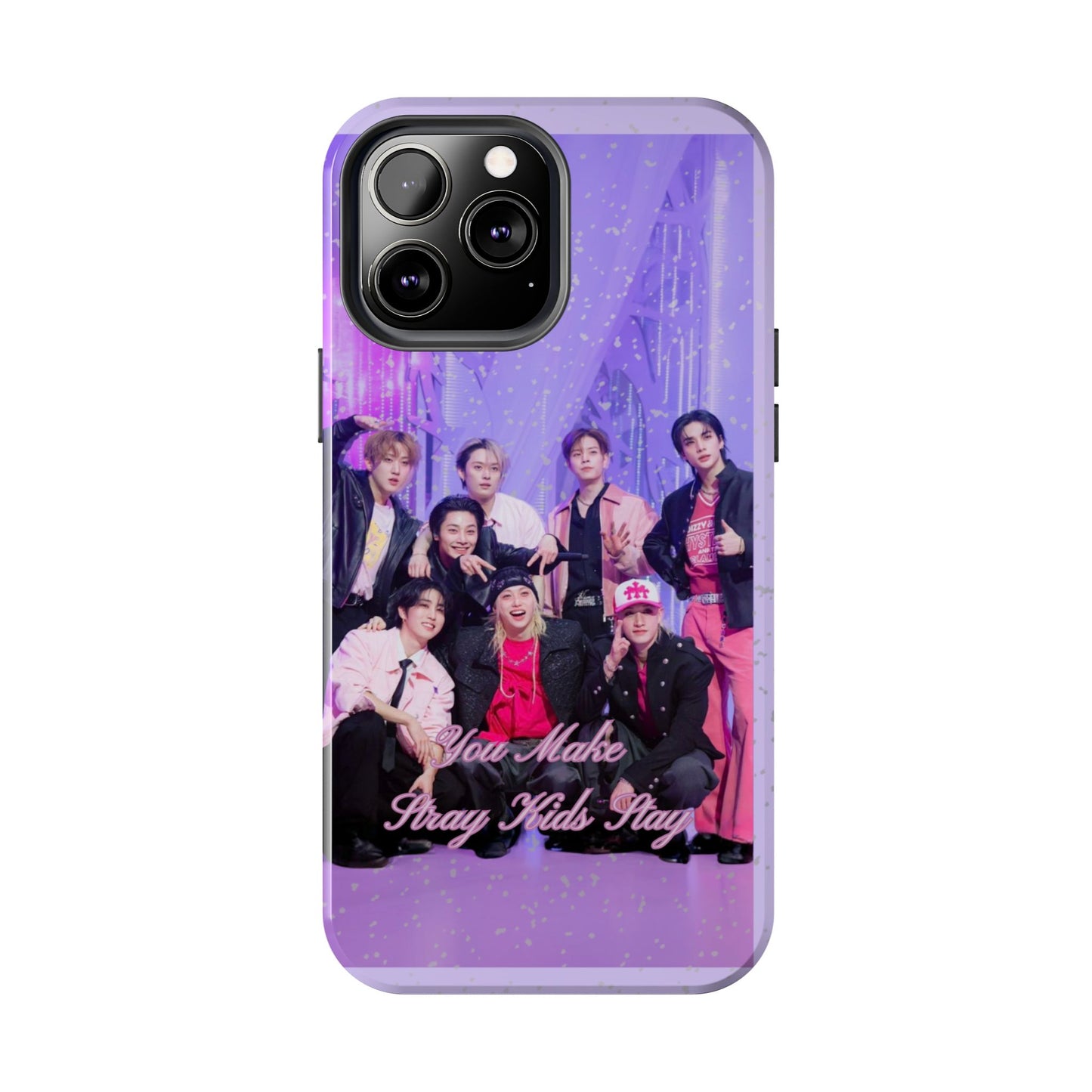 Stray Kids Photo Tough Phone Case — "You Make Stray Kids Stay" Purple K‑Pop Protective Cover