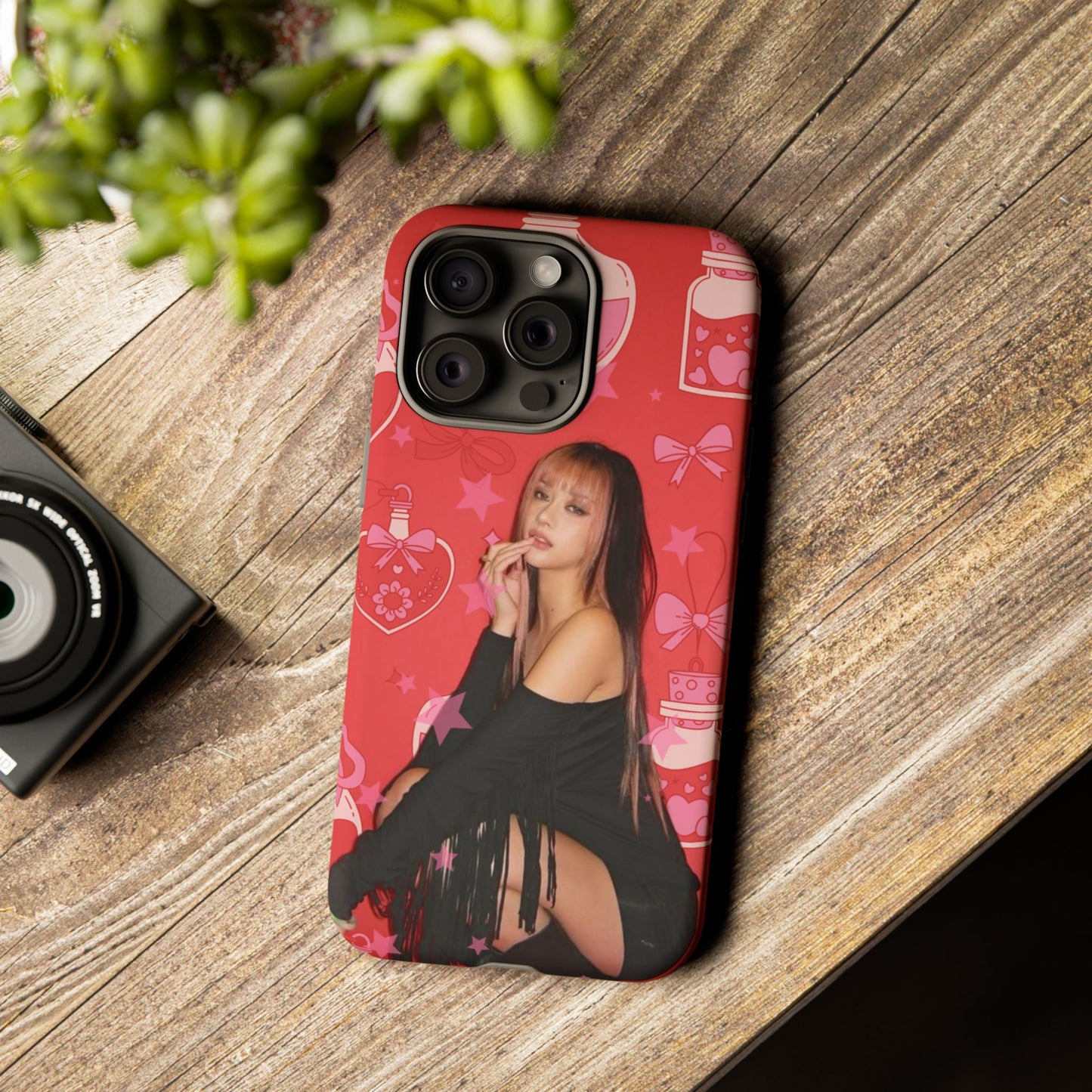 Megan Phone Case — Pink Heart & Perfume Pattern