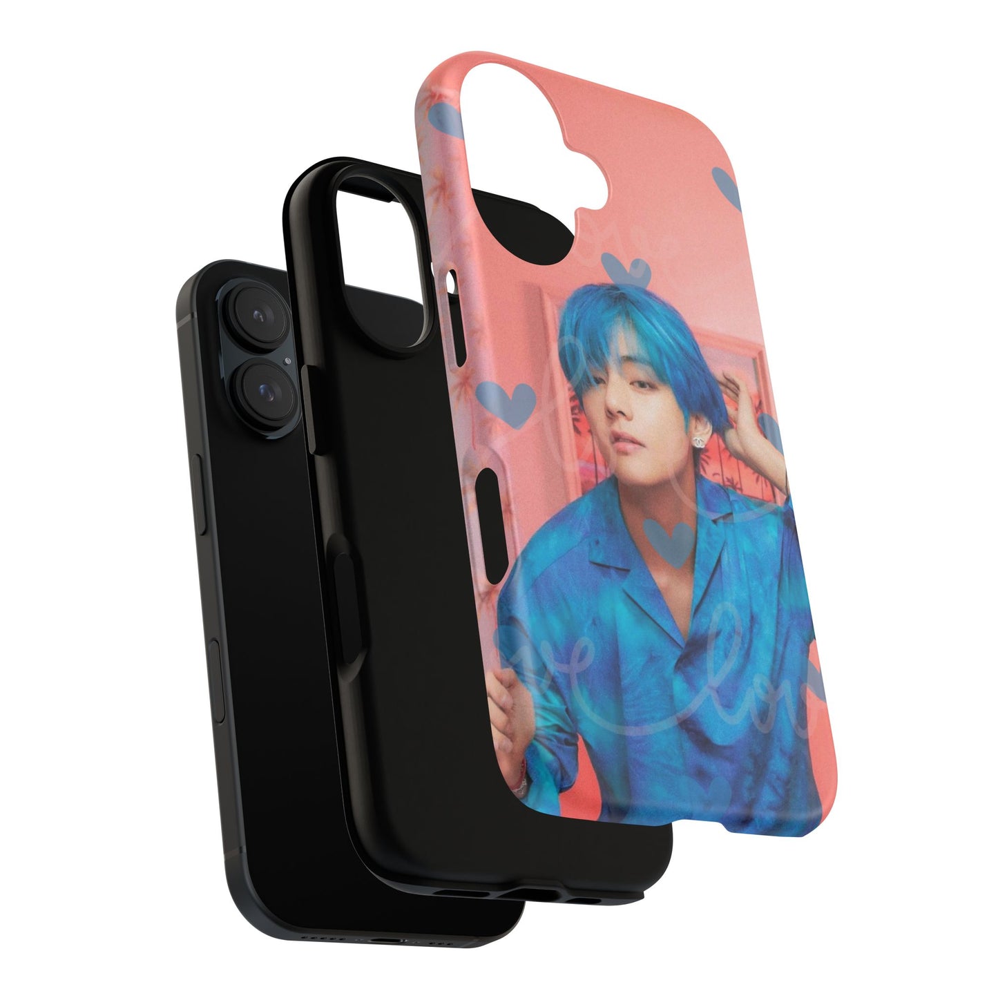 Taehyung Phone Case — Pink Heart/Love Kpop Design