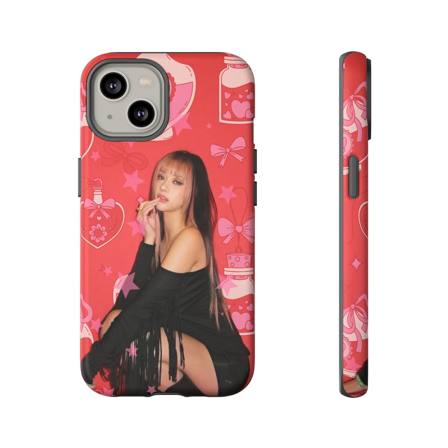 Megan Phone Case — Pink Heart & Perfume Pattern