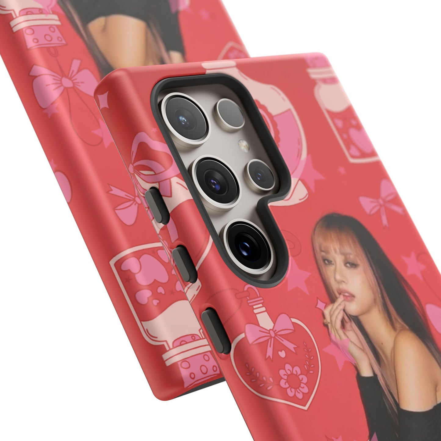 Megan Phone Case — Pink Heart & Perfume Pattern