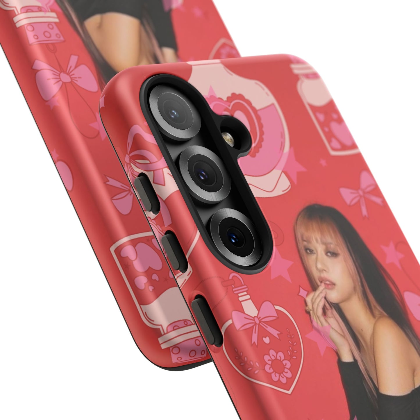 Megan Phone Case — Pink Heart & Perfume Pattern