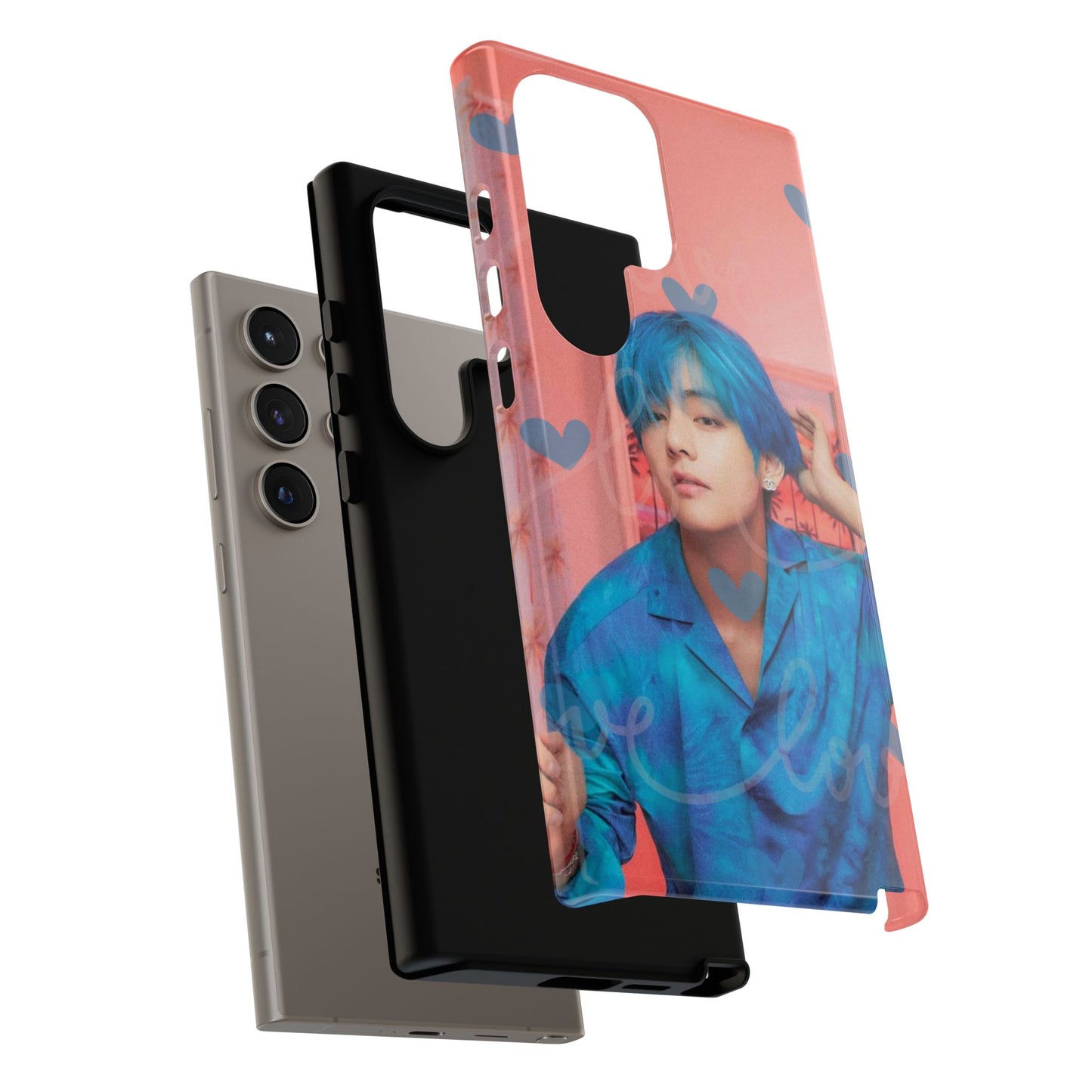 Taehyung Phone Case — Pink Heart/Love Kpop Design