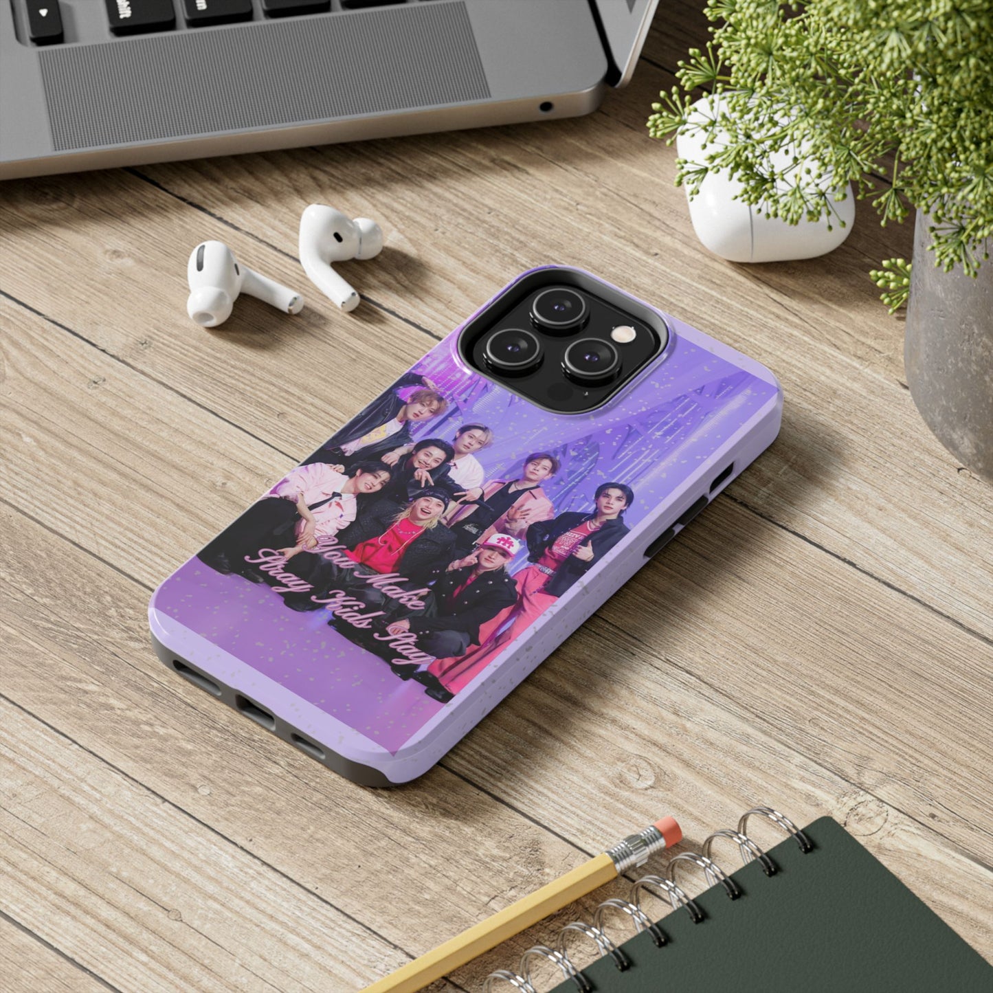Stray Kids Photo Tough Phone Case — "You Make Stray Kids Stay" Purple K‑Pop Protective Cover