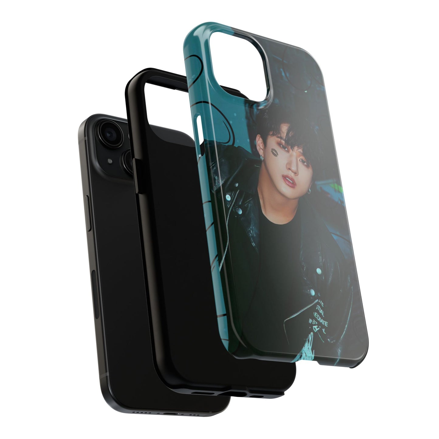 Seo Changbin Tough Phone Case — Moody Teal Portrait Design