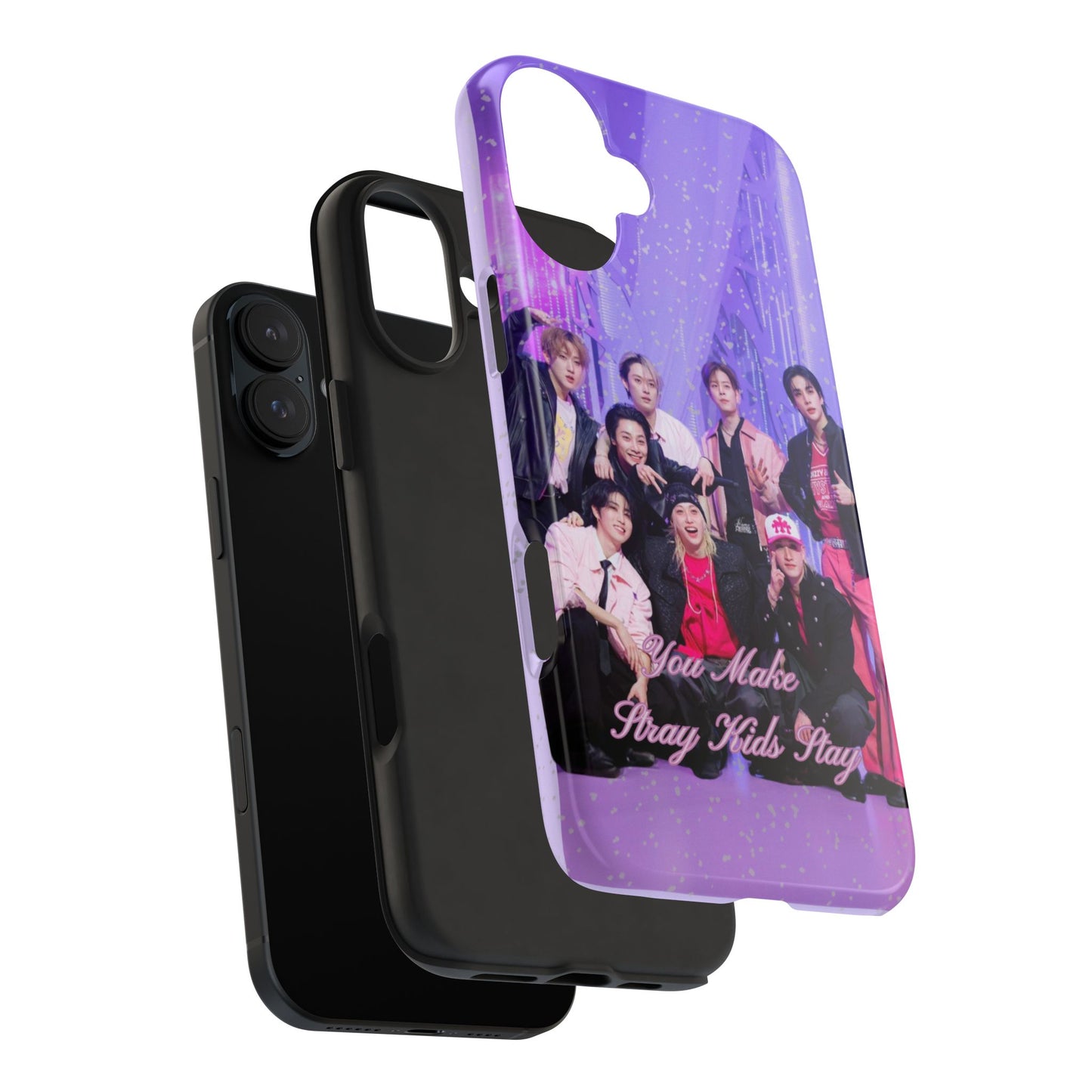Stray Kids Photo Tough Phone Case — "You Make Stray Kids Stay" Purple K‑Pop Protective Cover
