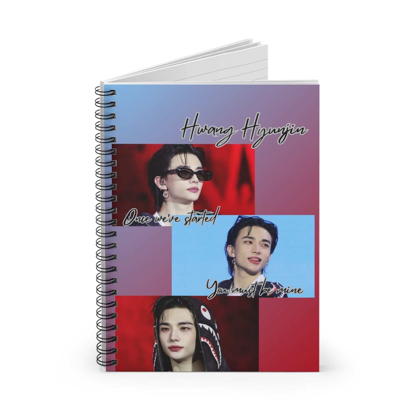 Hyunjin Spiral Notebook — K-Pop Idol Photo Collage Ruled Journal