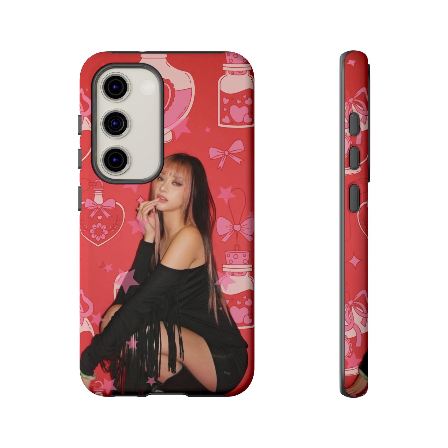 Megan Phone Case — Pink Heart & Perfume Pattern