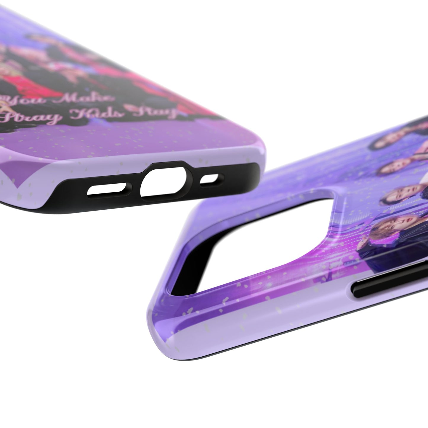 Stray Kids Photo Tough Phone Case — "You Make Stray Kids Stay" Purple K‑Pop Protective Cover