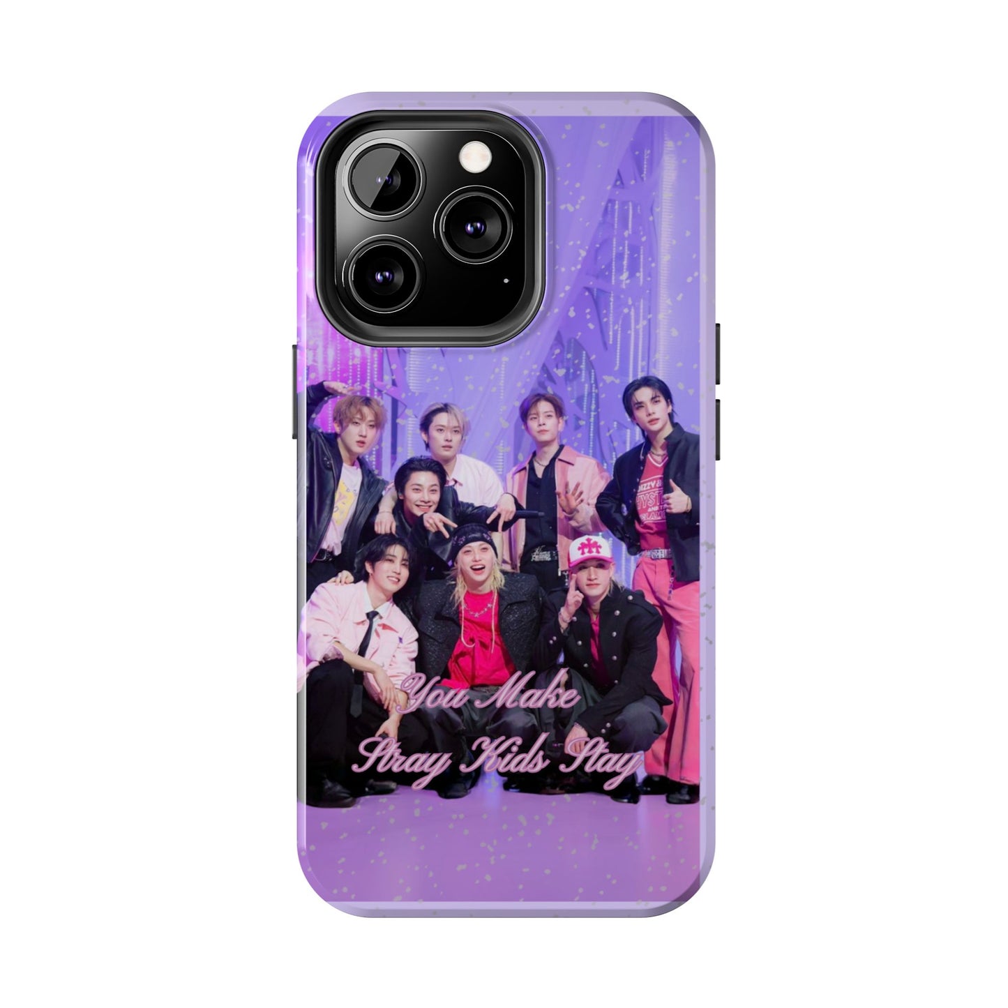 Stray Kids Photo Tough Phone Case — "You Make Stray Kids Stay" Purple K‑Pop Protective Cover