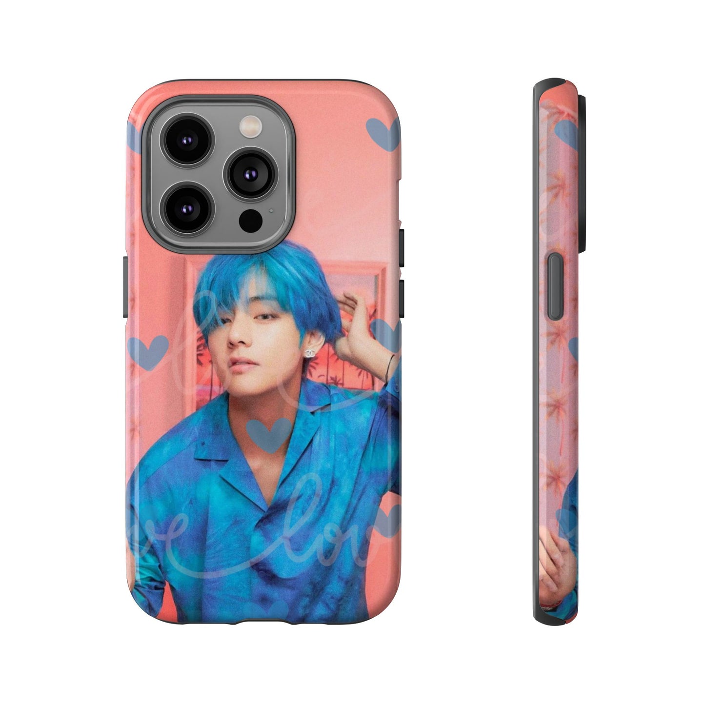 Taehyung Phone Case — Pink Heart/Love Kpop Design