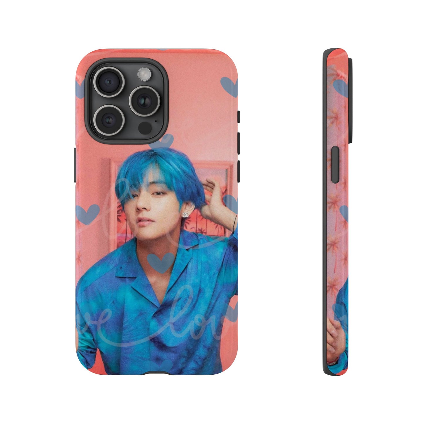 Taehyung Phone Case — Pink Heart/Love Kpop Design