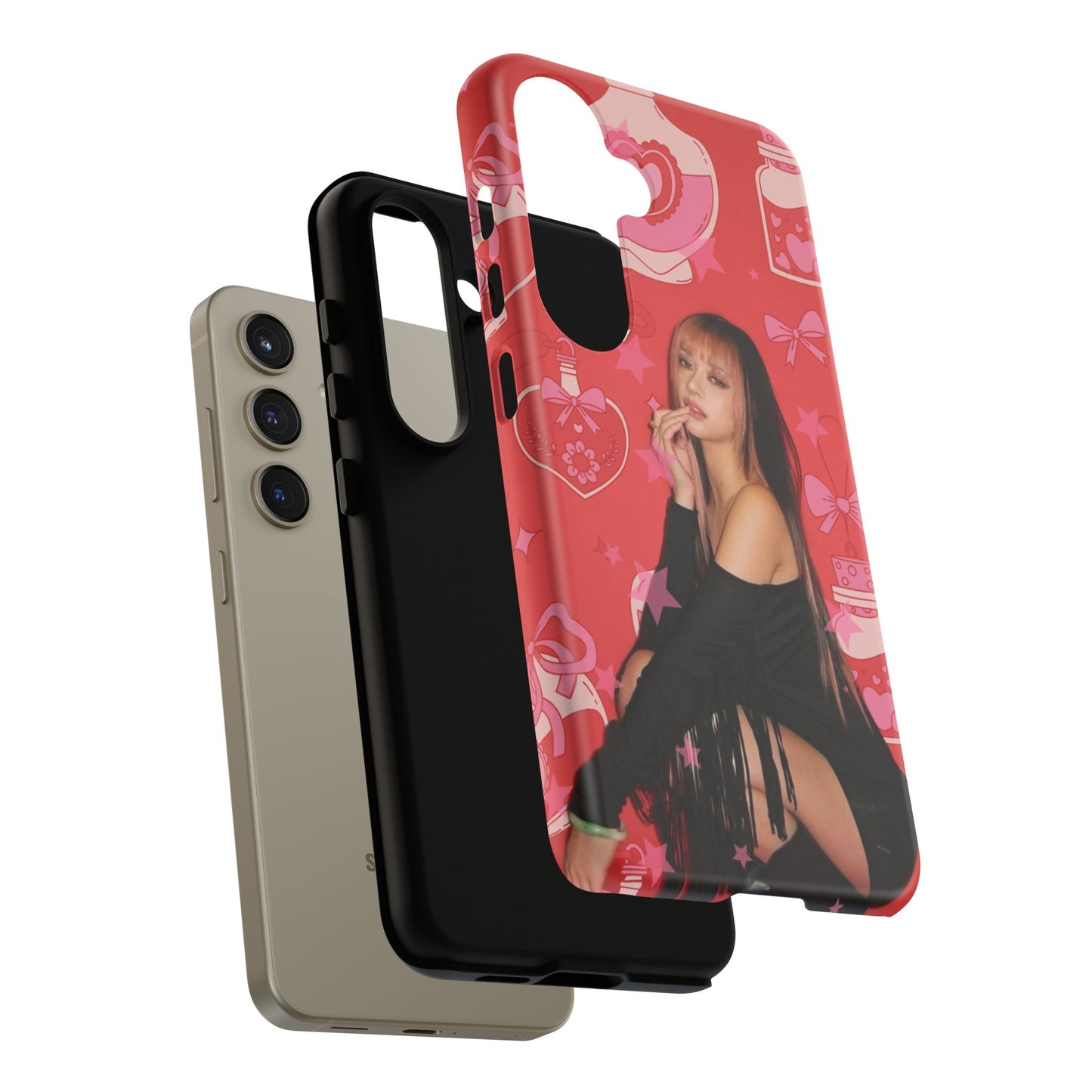 Megan Phone Case — Pink Heart & Perfume Pattern