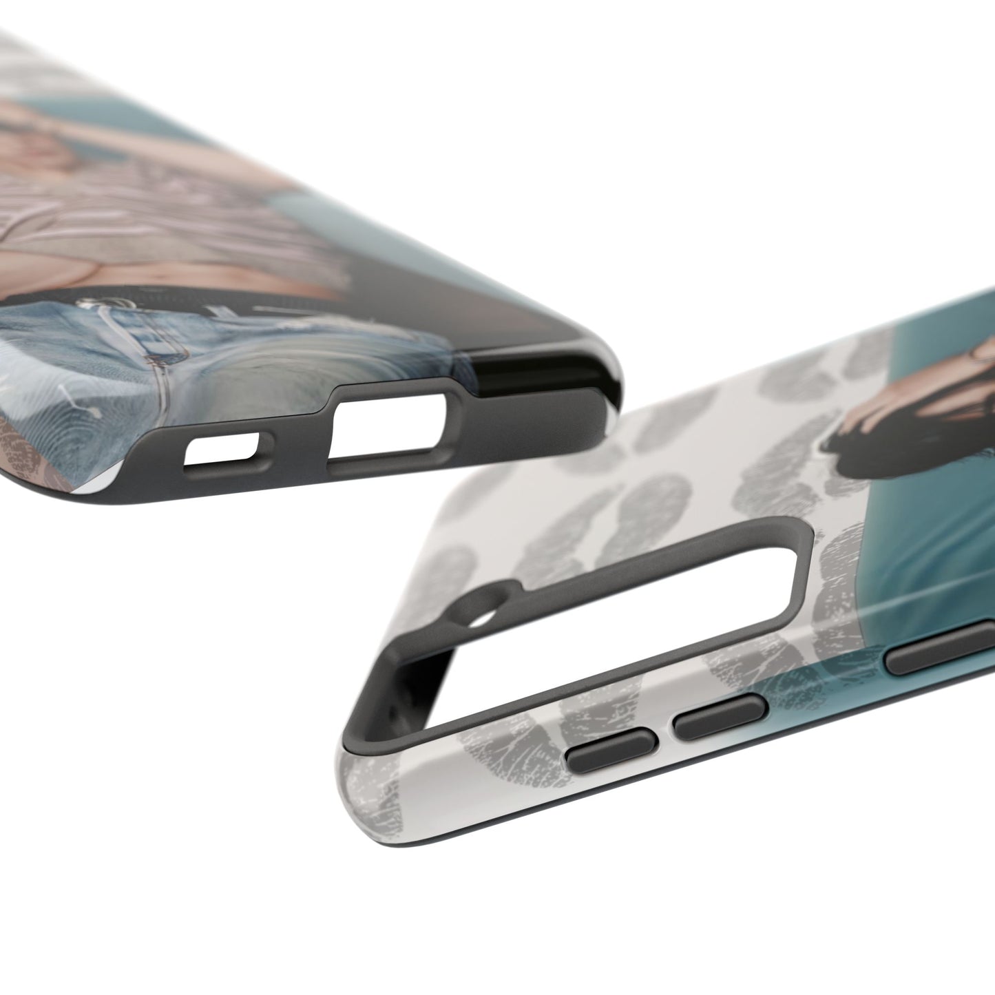 Jeongin Tough Phone Case — Retro Kiss Pattern with Relaxed Model Photo