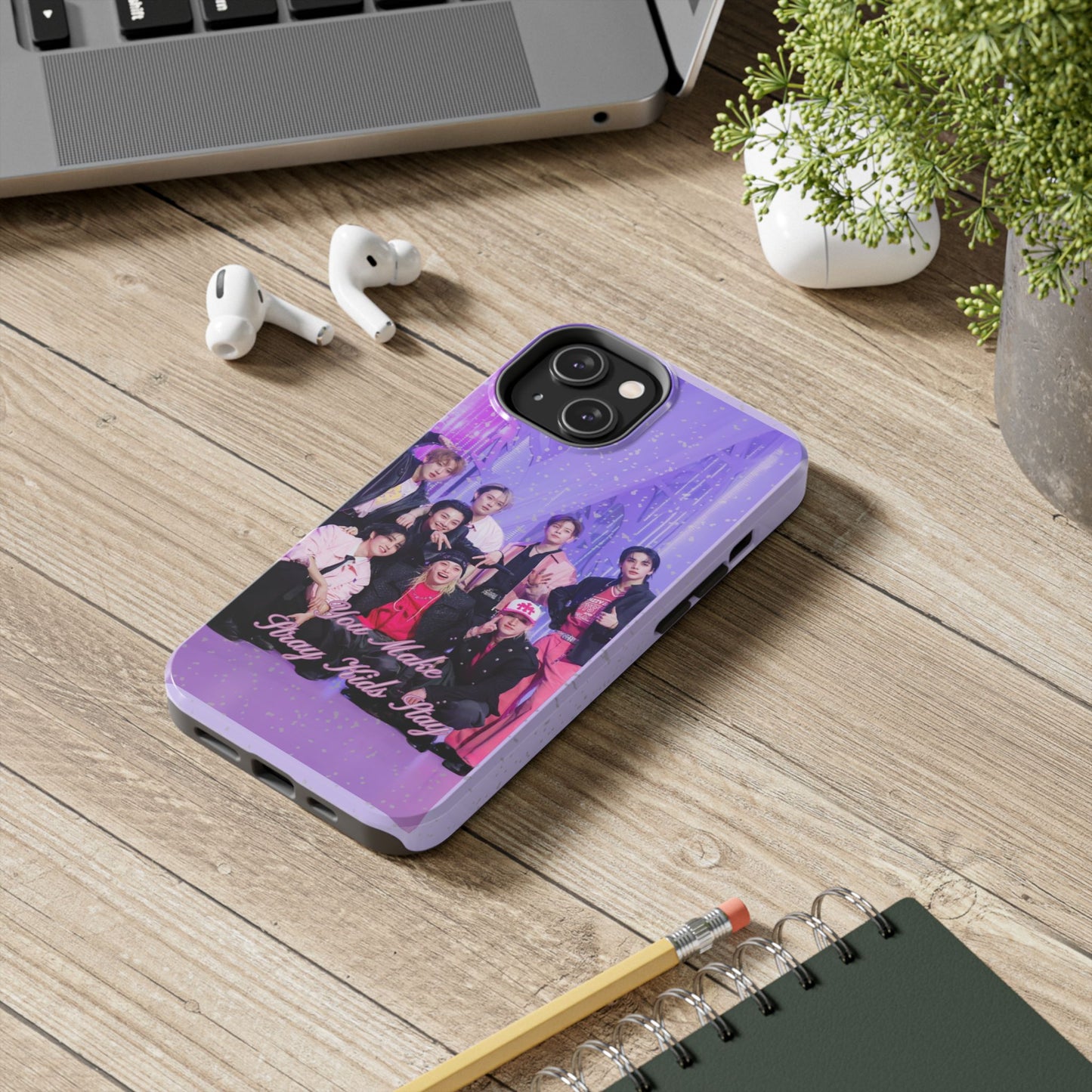 Stray Kids Photo Tough Phone Case — "You Make Stray Kids Stay" Purple K‑Pop Protective Cover