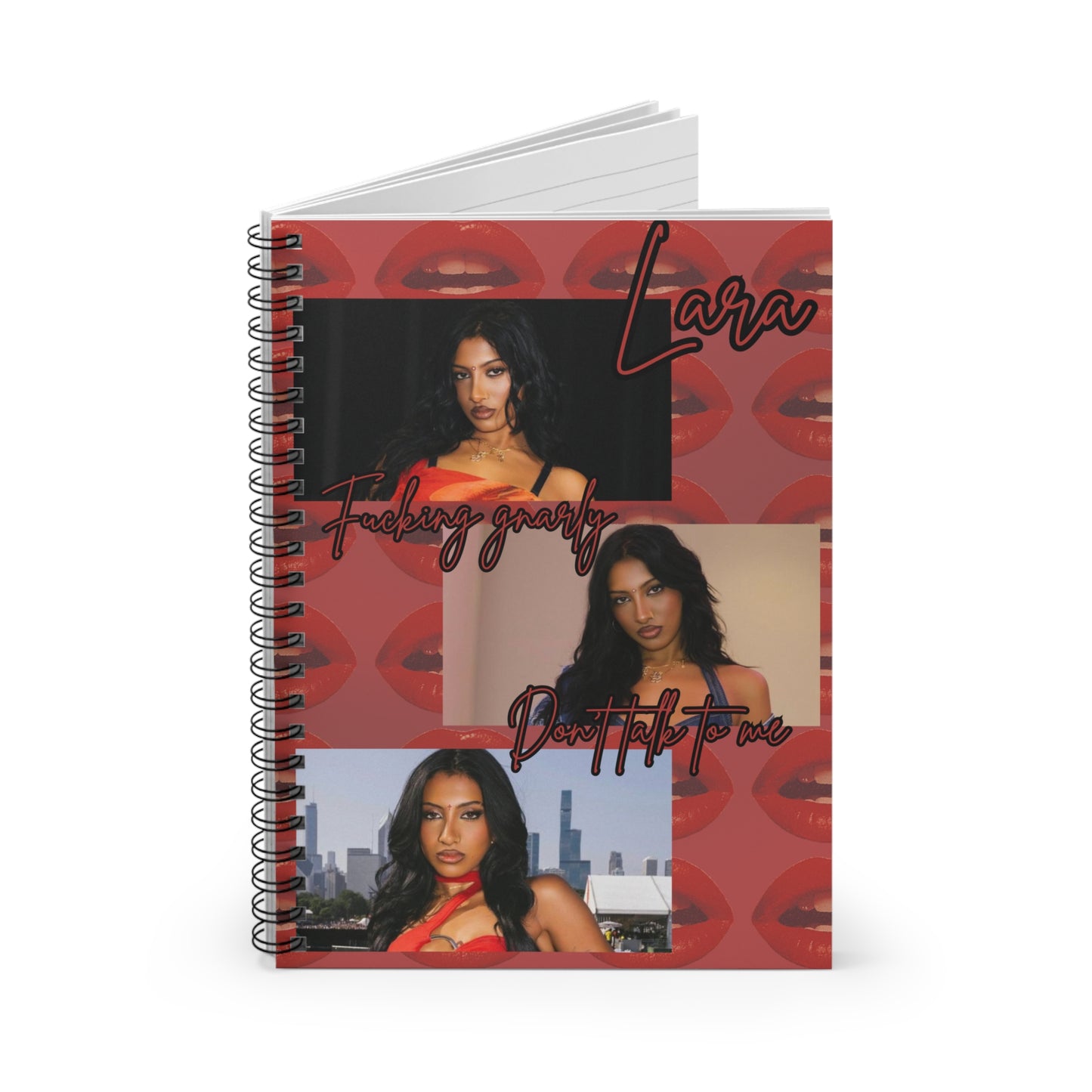 Lara Spiral Notebook — Lip-Print Collage Ruled Journal