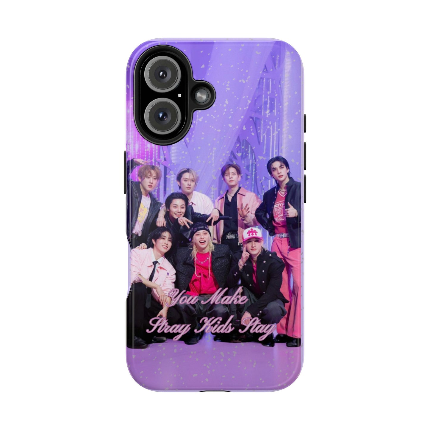 Stray Kids Photo Tough Phone Case — "You Make Stray Kids Stay" Purple K‑Pop Protective Cover