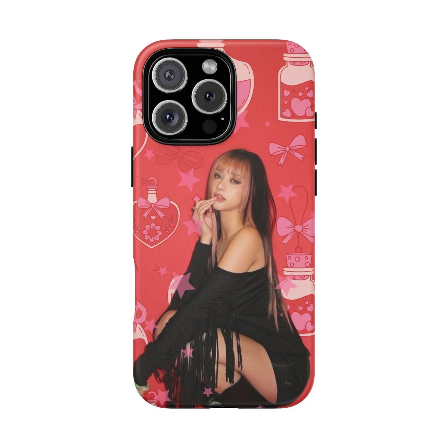 Megan Phone Case — Pink Heart & Perfume Pattern