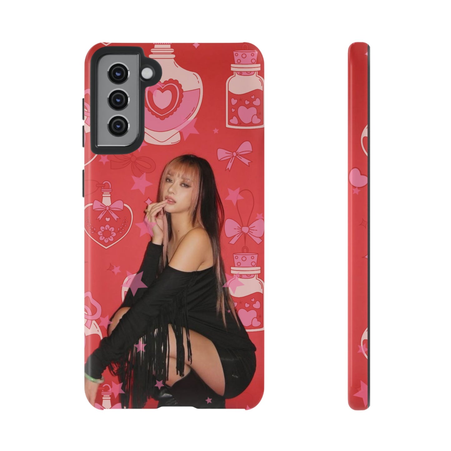 Megan Phone Case — Pink Heart & Perfume Pattern