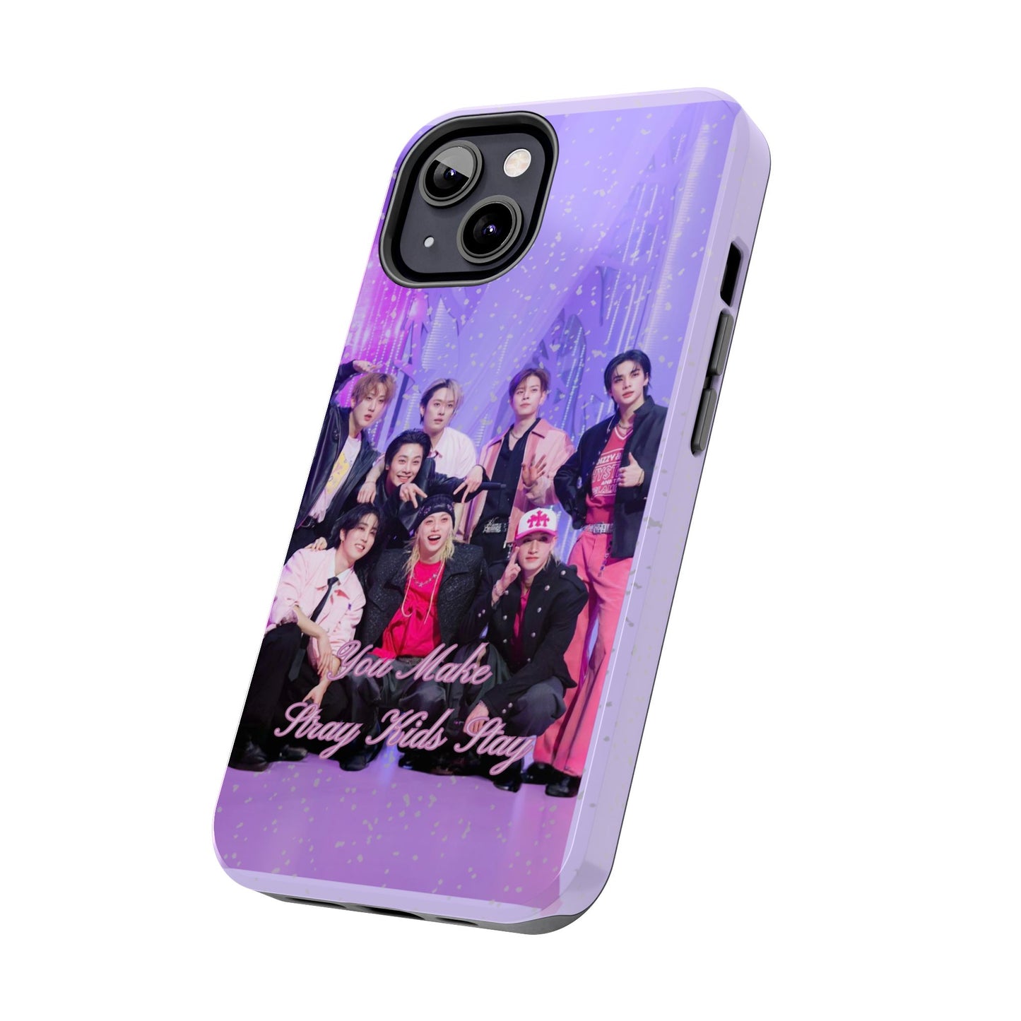 Stray Kids Photo Tough Phone Case — "You Make Stray Kids Stay" Purple K‑Pop Protective Cover