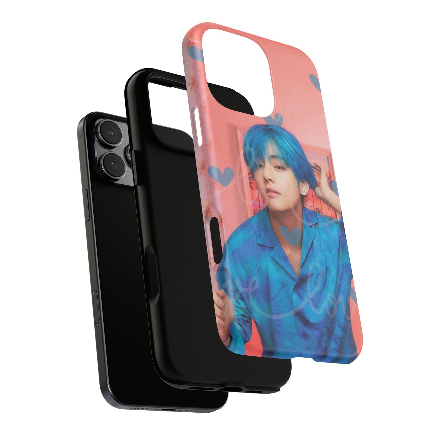 Taehyung Phone Case — Pink Heart/Love Kpop Design